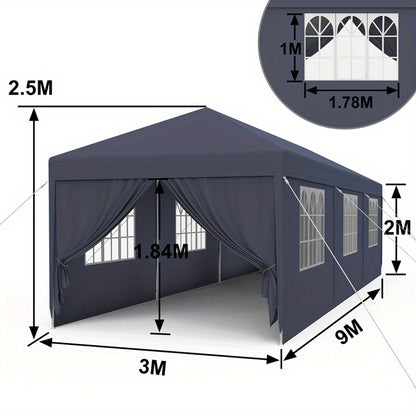 Partyzelt Wasserdicht Festzelt Gartenpavillon UV-Schutz mit 4 Abnehmbaren Seitenwänden & Dach Winterfest Campingzelt, 3x9m