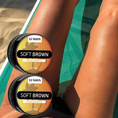 LUNOON Self Tanner - Natural Olive & Carotene Infused Body Tanning Cream, Cocoa Butter Formula, BPA-Free, Unscented, For Medium Deep Skin Tones, All Skin Types, Quick Sunless Bronze Glow 50g Unisex