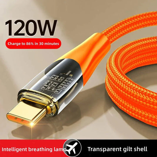 120W USB-zu-Type-C-Kabel – Super-Schnellladung mit 6A, ideal für Xiaomi 12, Redmi Note 11, Samsung S23/S22 und Huawei!