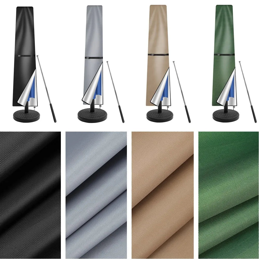 Straight Parasol Cover Waterproof Parasol Protective Cover with Telescopic Pole Zipper UV-Anti Windproof Garden Umbrella Cover