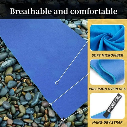 Schnelltrockendes Sporttuch 40x80 cm: Blau, Grau, Grün, Orange – Ideal für Schwimmen, Fitness, Camping, Laufen und Strand