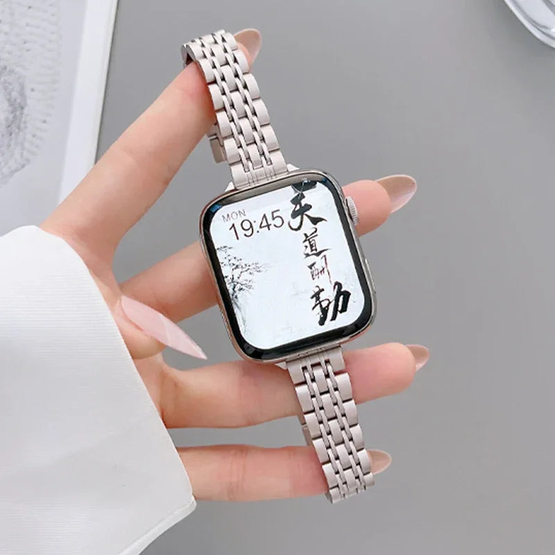 Stainless Steel Strap For Apple Watch Ultra 2 Band 49mm 42mm 44mm Metal Bracelet iWatch Series 9 8 7 6 SE 5 4 3 Women 45mm 41mm