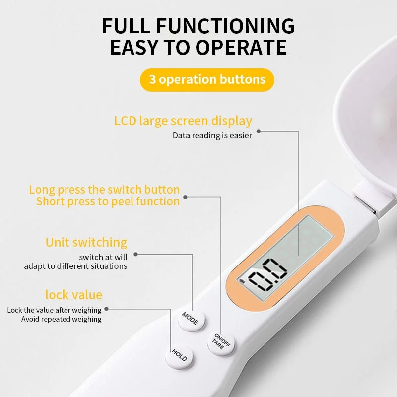 Mini-Löffelwaage: Digitale Küchenwaage mit LCD, 0,1-500g