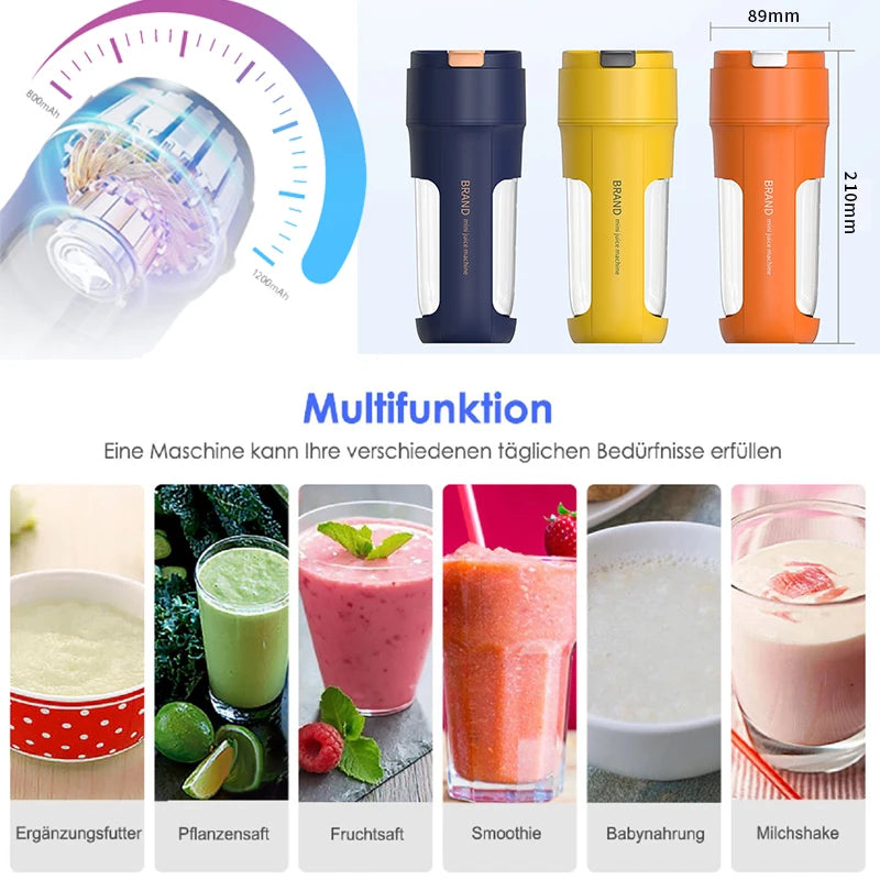 Elektrischer Mini-Entsafter, tragbarer Mixer, Obstmixer, Frucht-Extraktor, Multifunktions-Saftmaschine, Smoothie-Mixer