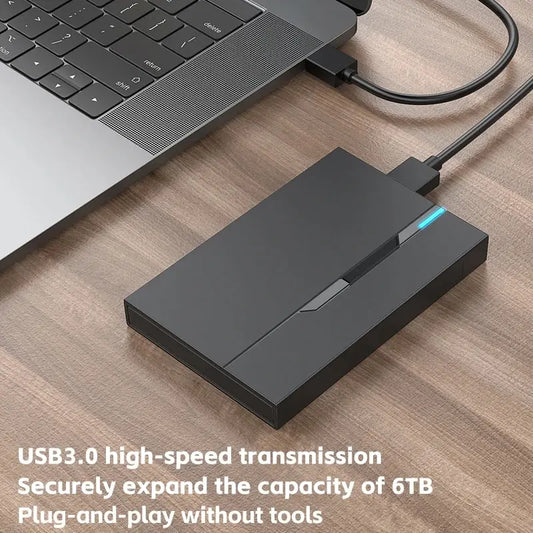 2,5" Externe Festplattengehäuse – USB 3.0, unterstützt 7mm und 9,5mm SATA SSD/HDD bis 6TB, ideal für Laptop und PC.