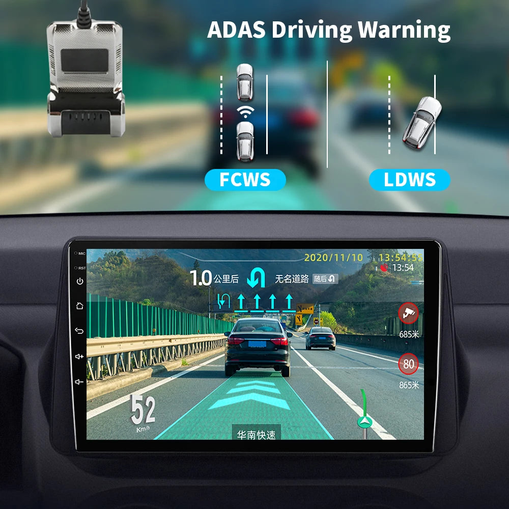 Dashcam, 2-Kanal, Full HD 1080P, Auto-DVR, USB, ADAS-Video-Rekorder, Nachtsicht, Front- und Rückkamera, für Android-Autoradio