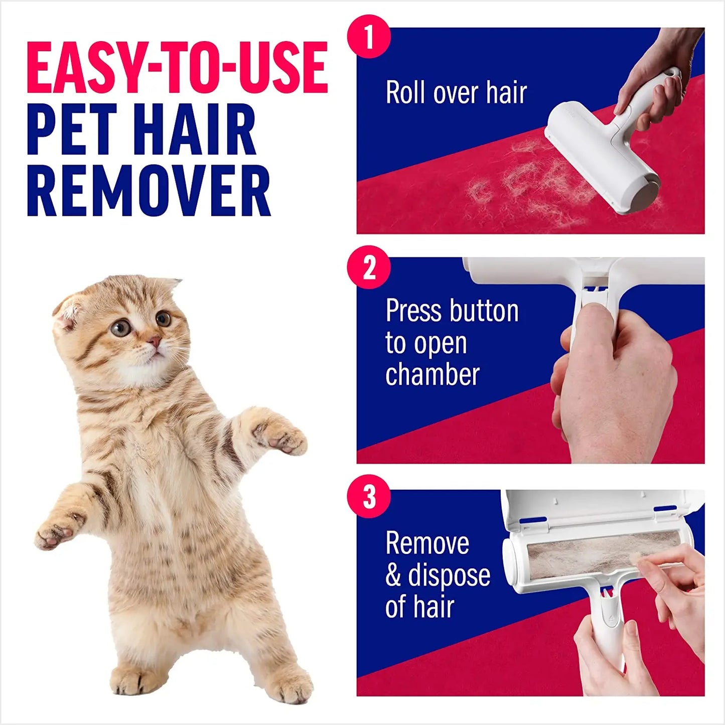 Pet Hair Remover Roller - Selbstreinigend, Effizient für Möbel