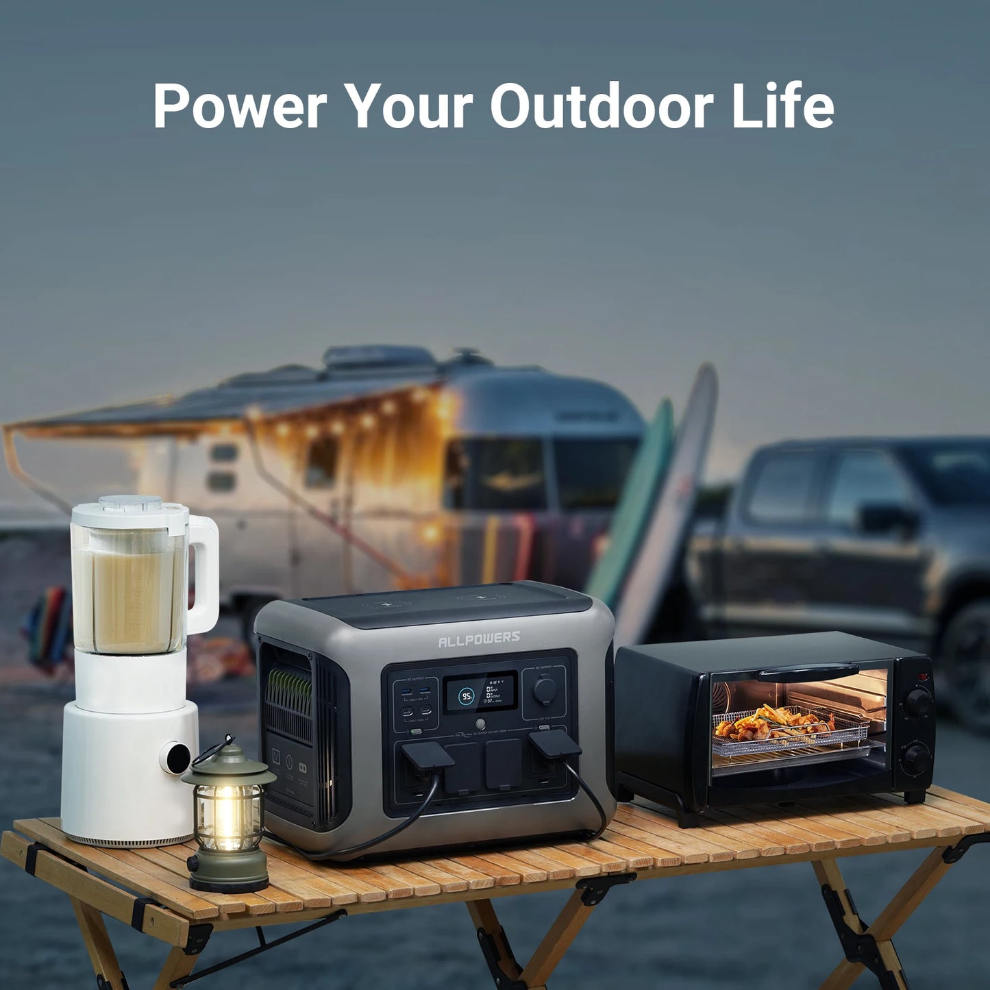 ALLPOWERS R1500 Tragbare Powerstation 1152Wh LiFePO4 Batterie mit 1800W (3000W Spitze) AC-Ausgang Solar-Generator für Gartenpartys