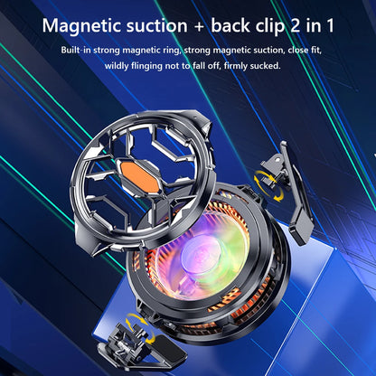 Magnetic & Rotatable Back Clip Laptop Tablet Radiator Strong Cooling RGB Cell Phone Cooler Phone Cooling Fan for iPad iPhone Mac