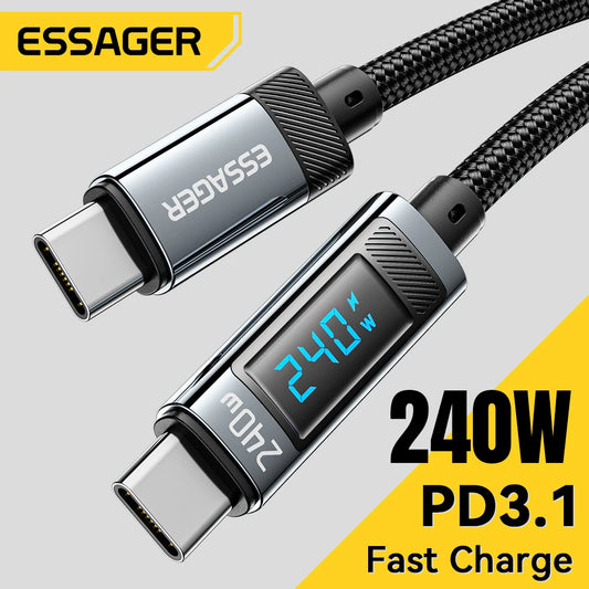 240W USB Type-C auf USB-C Kabel, 100W PD 3.1 Schnelllade-Kabel, für MacBook Pro, Xiaomi, Samsung Laptop