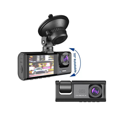 3-Kanal Auto-DVR – HD 1080P, 3-Linsen Dashcam für Innen- und Außensicht, Videoaufzeichnung und Camcorder.