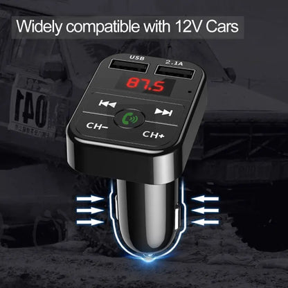 Auto Bluetooth 5.0 FM-Transmitter, kabelloser Adapter mit Mikrofon, Audioempfänger, MP3-Player, 2.1A Dual-USB-Schnellladegerät, Autozubehör