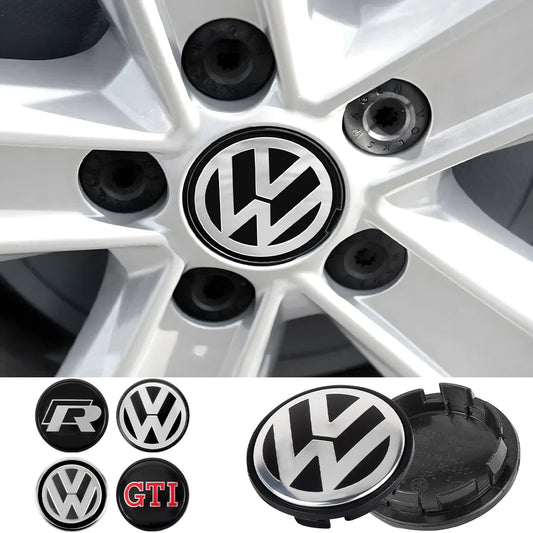 Radnabenabdeckungen – Auto-Design-Sticker für Volkswagen R, Golf 4, GTI, Polo, Touran und Octavia.