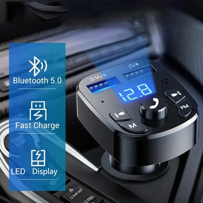 Auto-MP3-Player, Dual-USB-Schnellladegerät, FM-Bluetooth-Empfänger, Bluetooth 5.0-kompatibel, FM-Transmitter, USB-Flash-Laufwerk, Auto-Kit