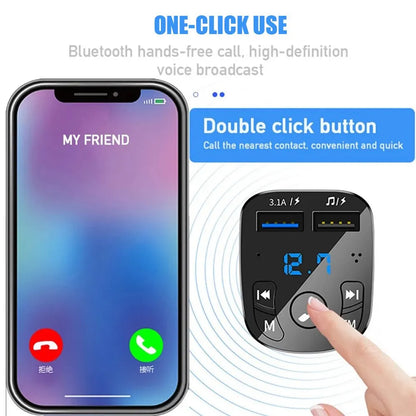 Auto-MP3-Player, Dual-USB-Schnellladegerät, FM-Bluetooth-Empfänger, Bluetooth 5.0-kompatibel, FM-Transmitter, USB-Flash-Laufwerk, Auto-Kit