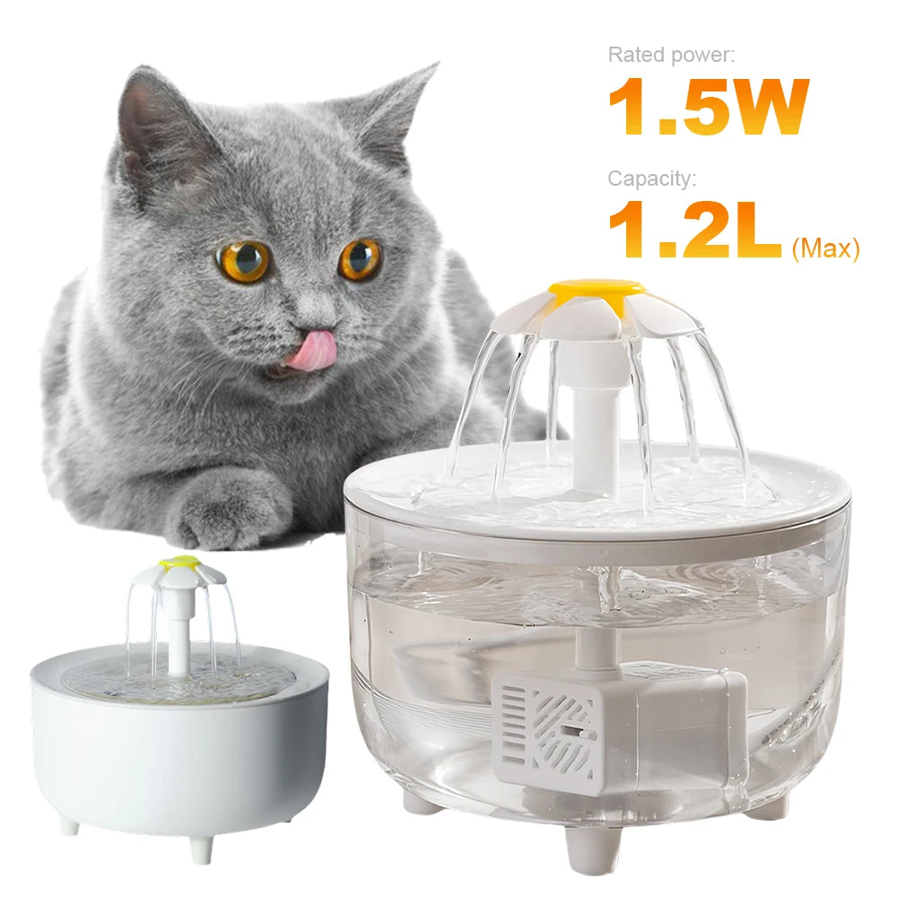 1,2L Haustier-Wasserbrunnen – Automatischer Filter, USB-betrieben, leise Trinkschale für Katzen mit Zirkulations- und Filterfunktion!