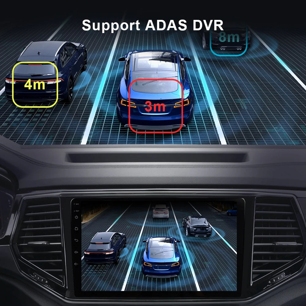 Dashcam, 2-Kanal, Full HD 1080P, Auto-DVR, USB, ADAS-Video-Rekorder, Nachtsicht, Front- und Rückkamera, für Android-Autoradio