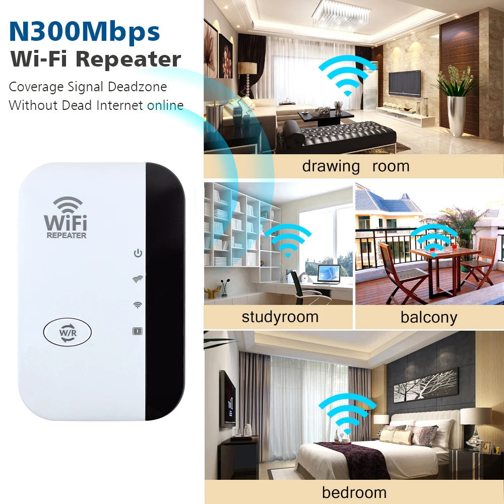 Wireless WiFi Repeater: 300Mbps Verstärker und Extender, 802.11N, WPS, Langstrecken-Router und Access Point