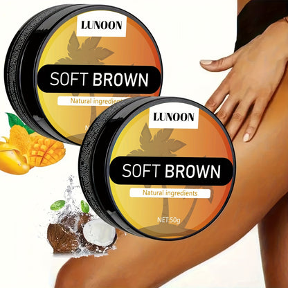 LUNOON Self Tanner - Natural Olive & Carotene Infused Body Tanning Cream, Cocoa Butter Formula, BPA-Free, Unscented, For Medium Deep Skin Tones, All Skin Types, Quick Sunless Bronze Glow 50g Unisex