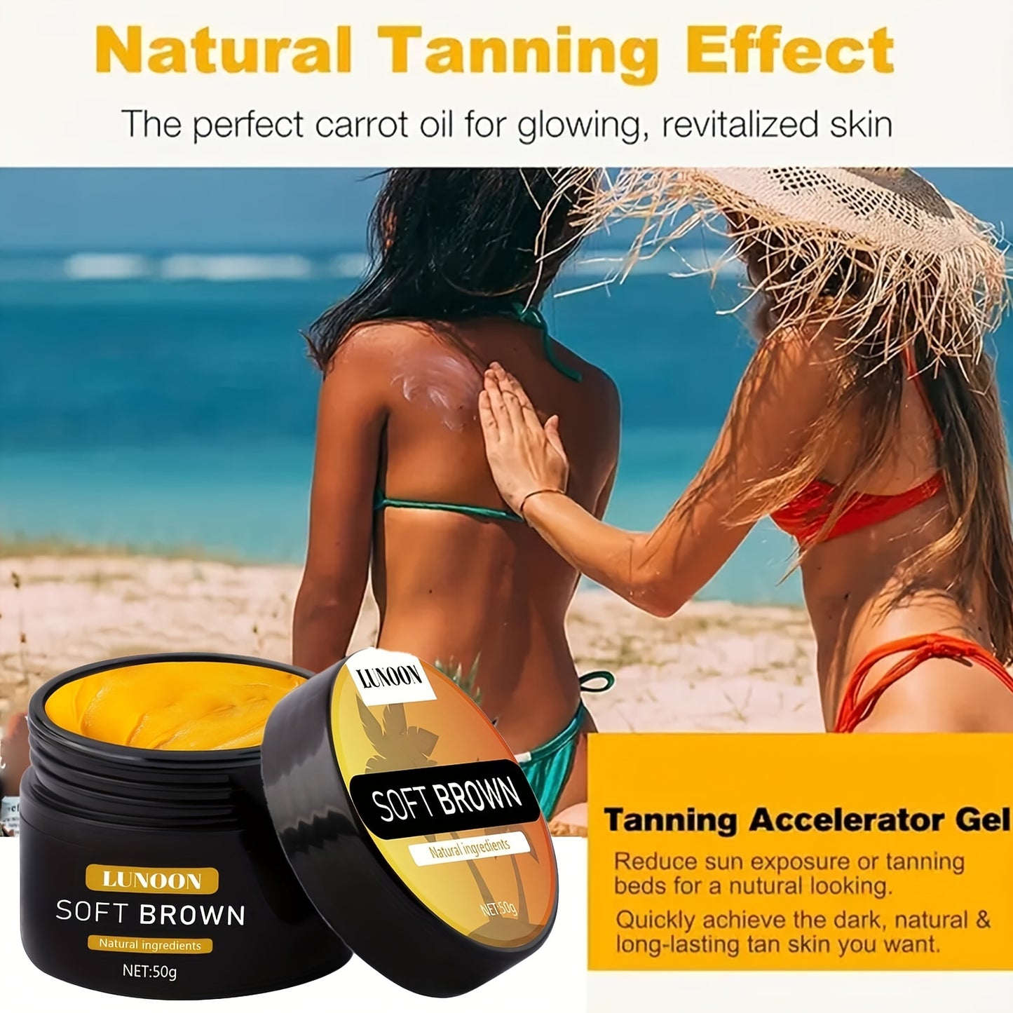 LUNOON Self Tanner - Natural Olive & Carotene Infused Body Tanning Cream, Cocoa Butter Formula, BPA-Free, Unscented, For Medium Deep Skin Tones, All Skin Types, Quick Sunless Bronze Glow 50g Unisex